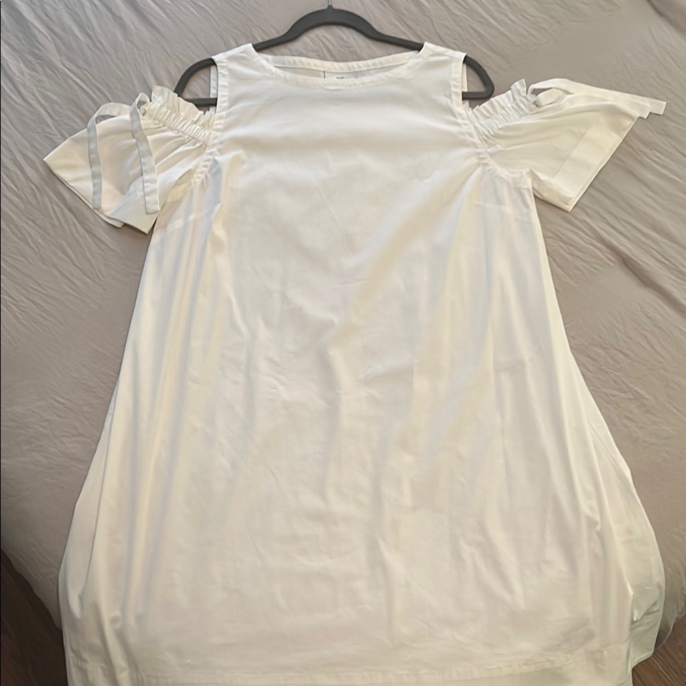J Jill White cotton Cold Shoulder Dress